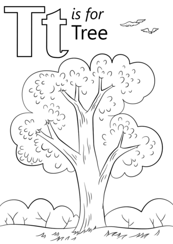 Letter T Is For Tree Coloring Page